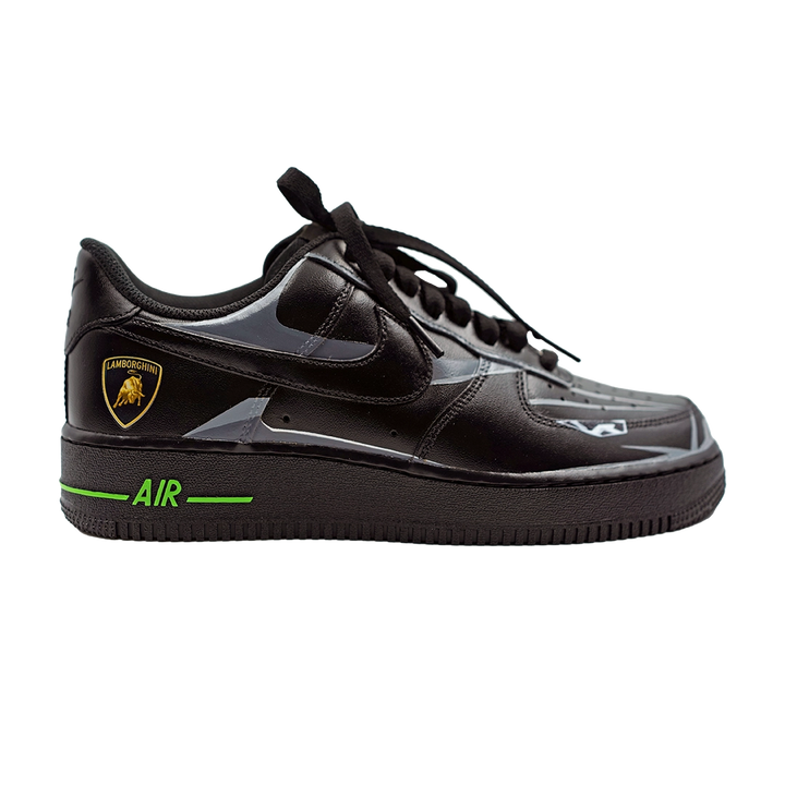 Custom Air Force 1 Black With Geometric Patterns And Lamborghini Logo