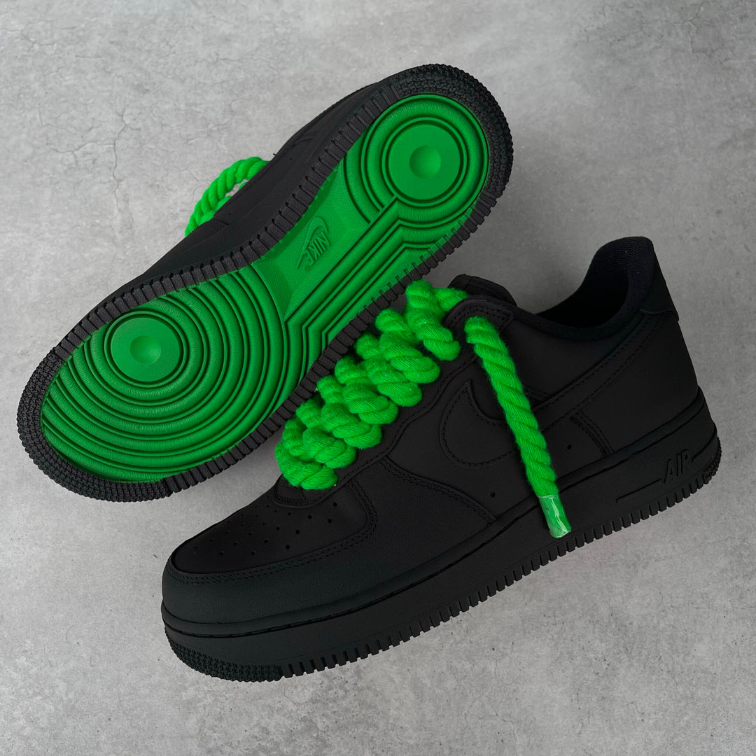 Custom Air Force 1 Black With Green Laces