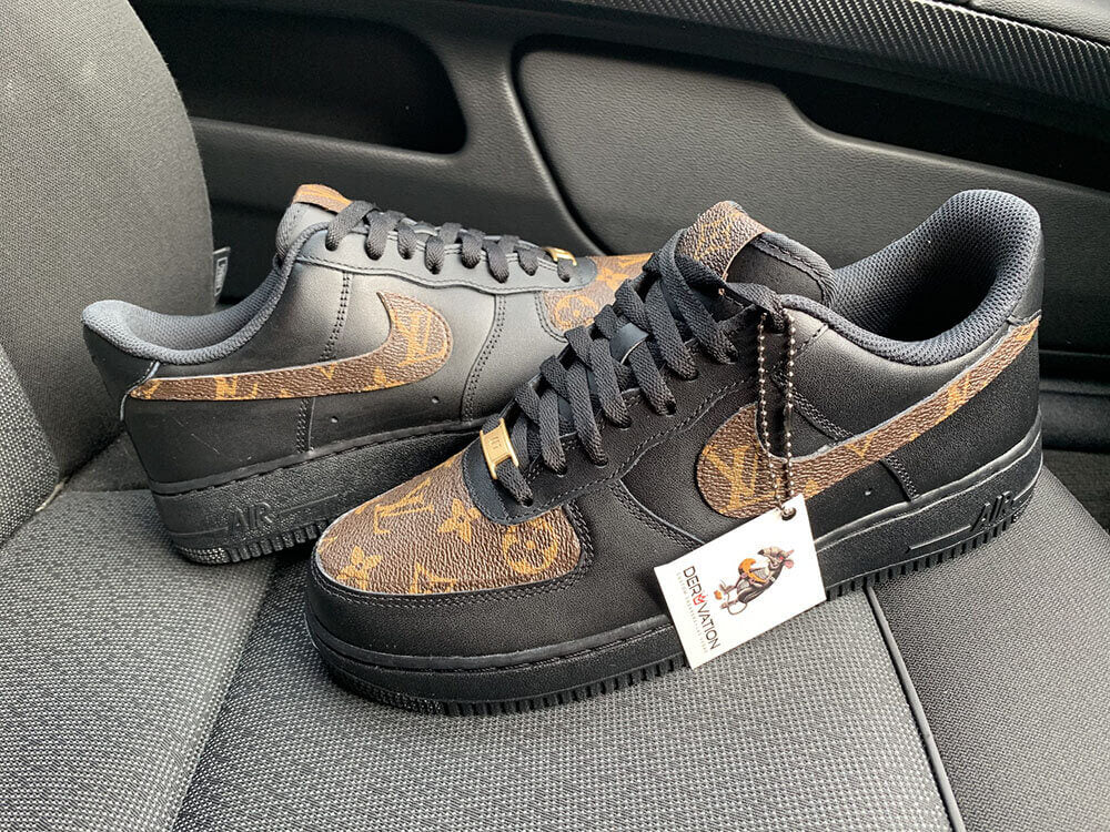 Custom Air Force 1 Black With LV Pattern
