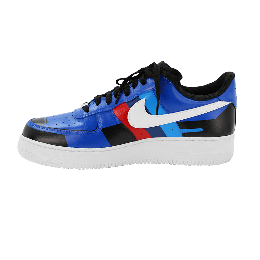 Custom Air Force 1 Blue Red Black Geometric Pattern
