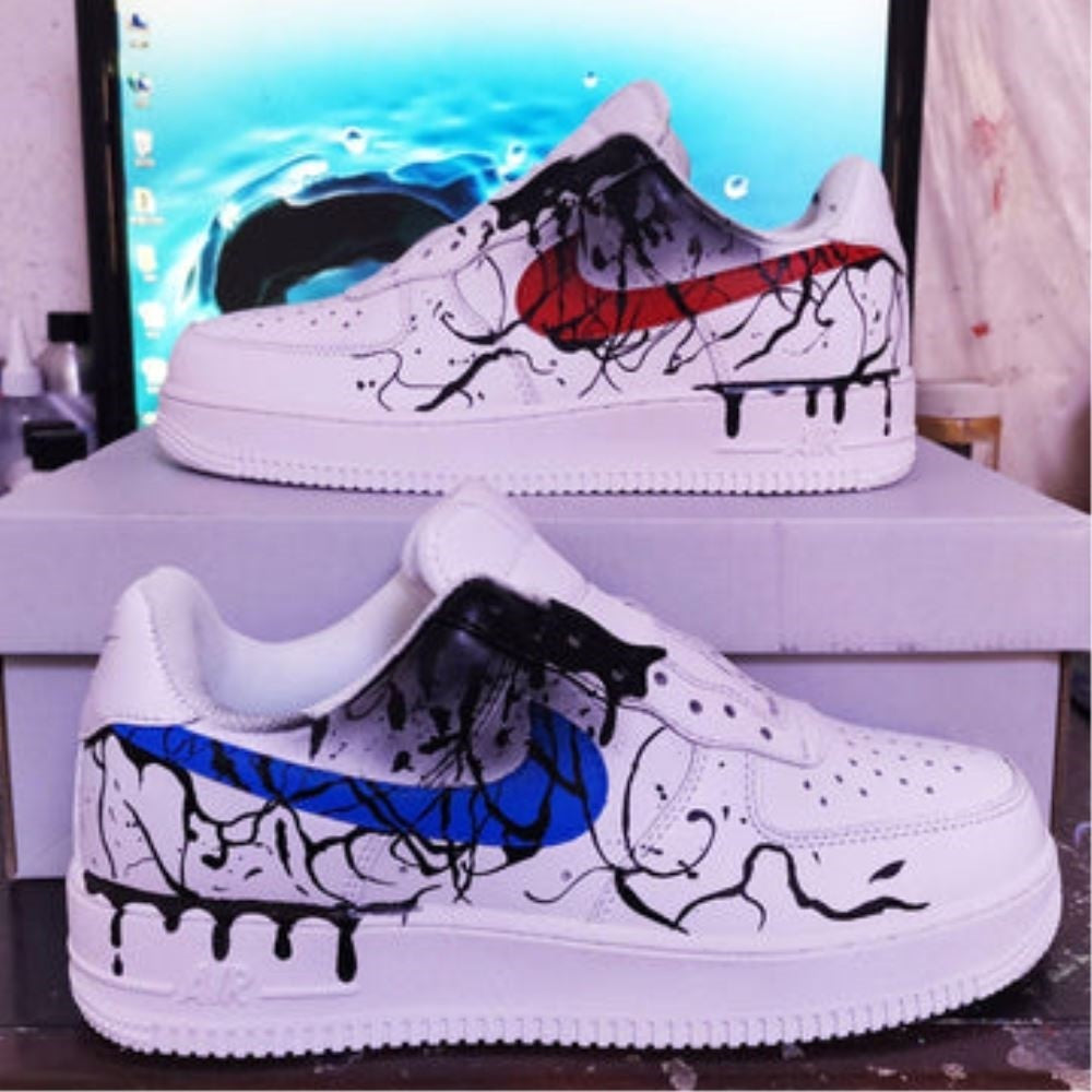 Red Blue Splash Drip Custom Air Force 1
