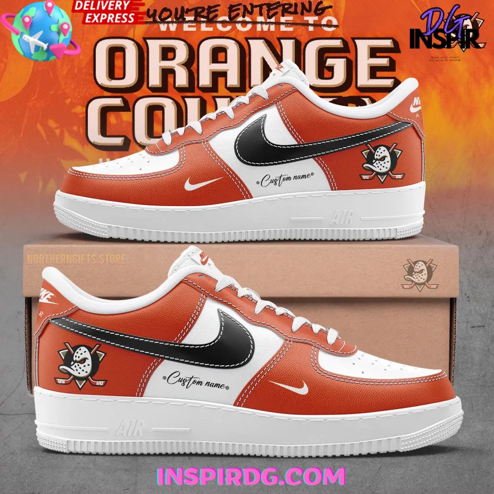 Custom Air Force 1 Orange Hockey Mask Design
