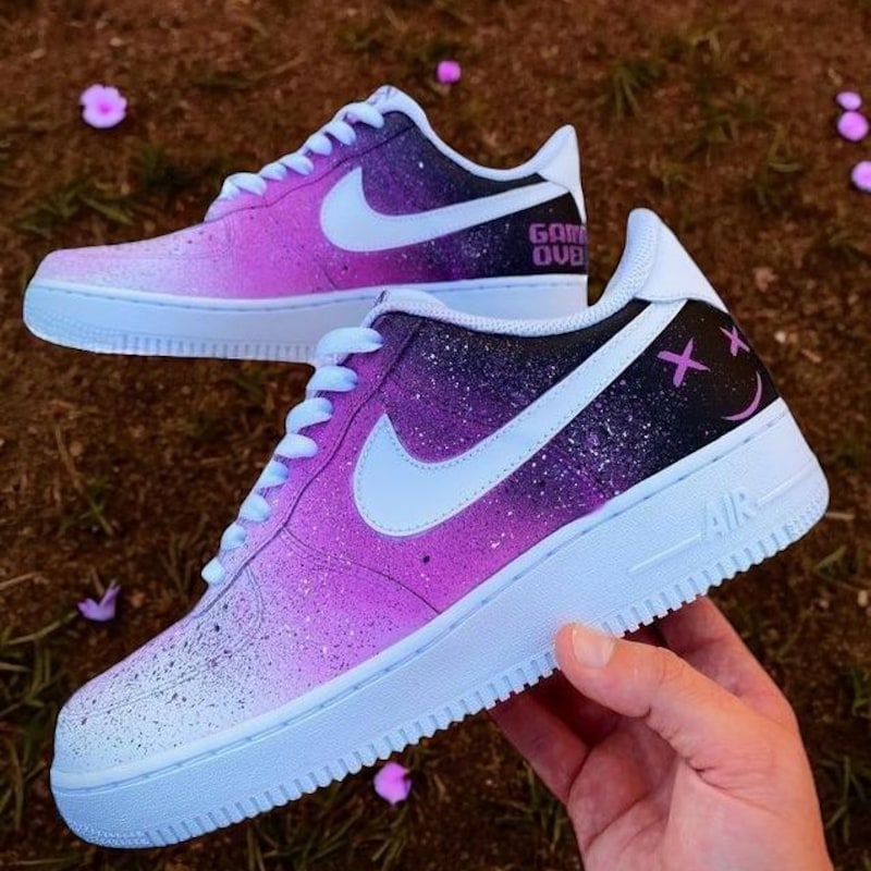 Custom Air Force 1 Pink and Purple Galaxy Pattern