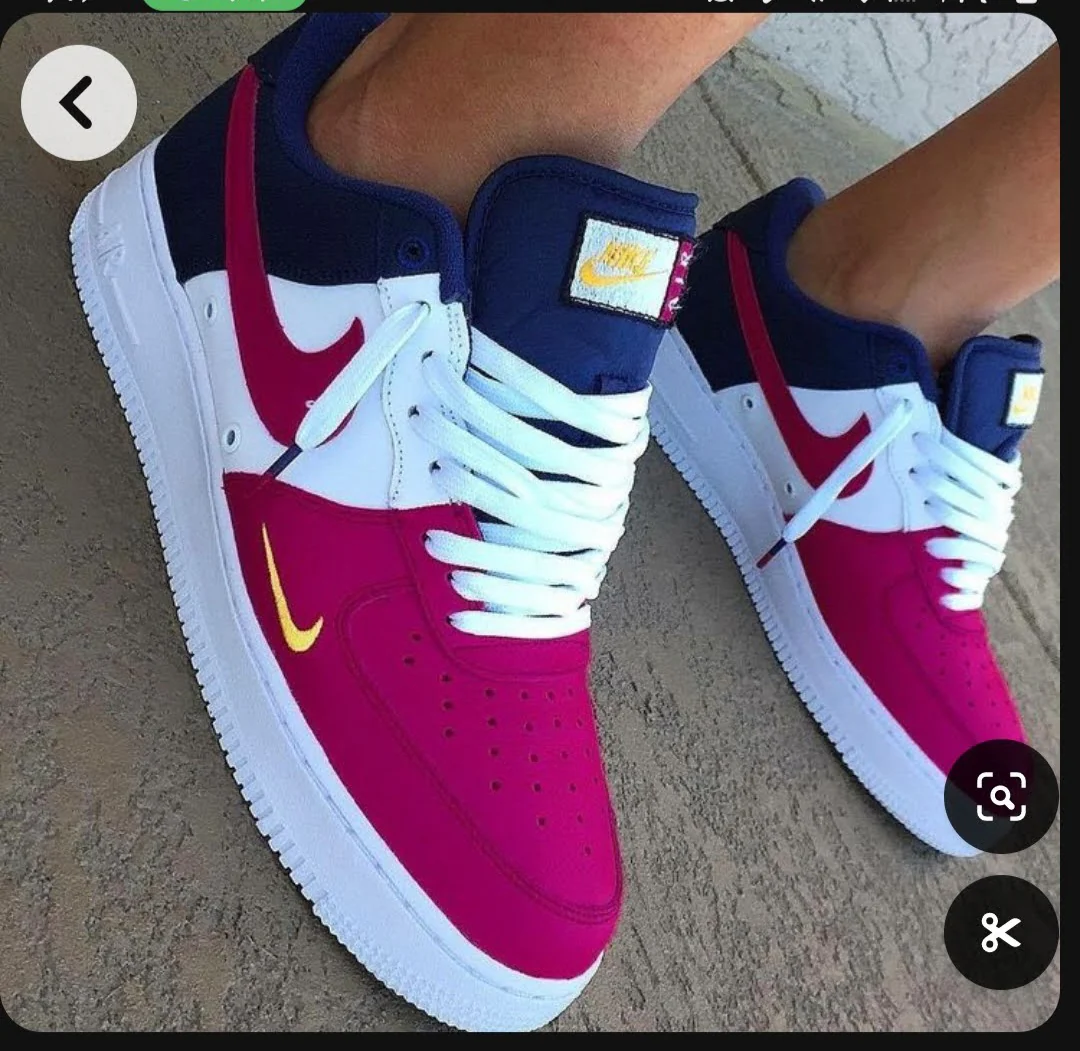 Custom Air Force 1 Pink White Navy Blue Design