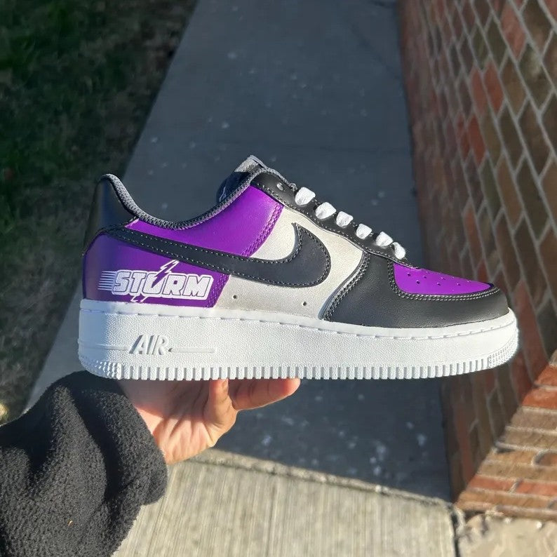 Custom Air Force 1 Purple Black Silver With Sturm Graphic