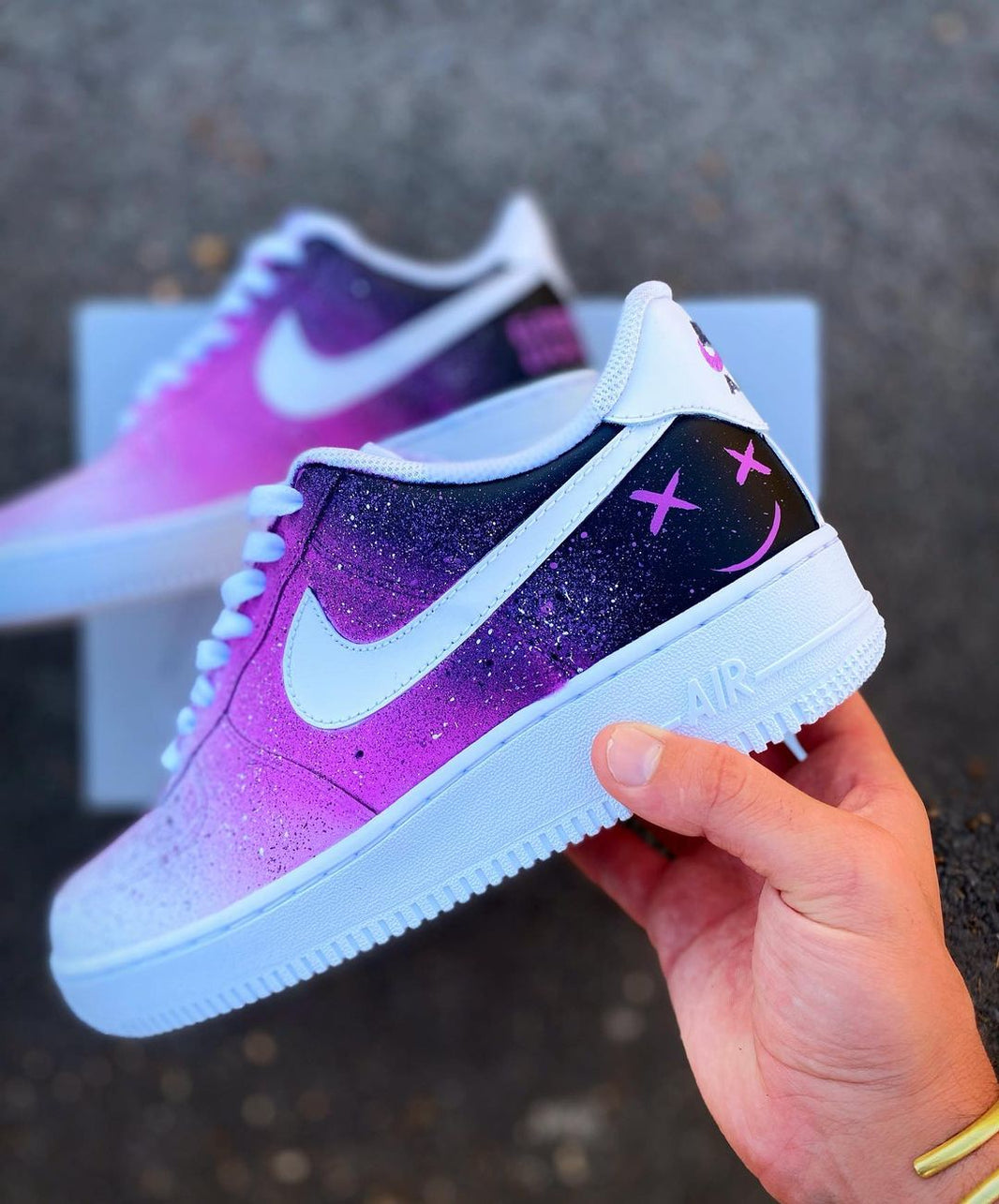 Custom Air Force 1 Purple Galaxy With Star And Moon Patterns