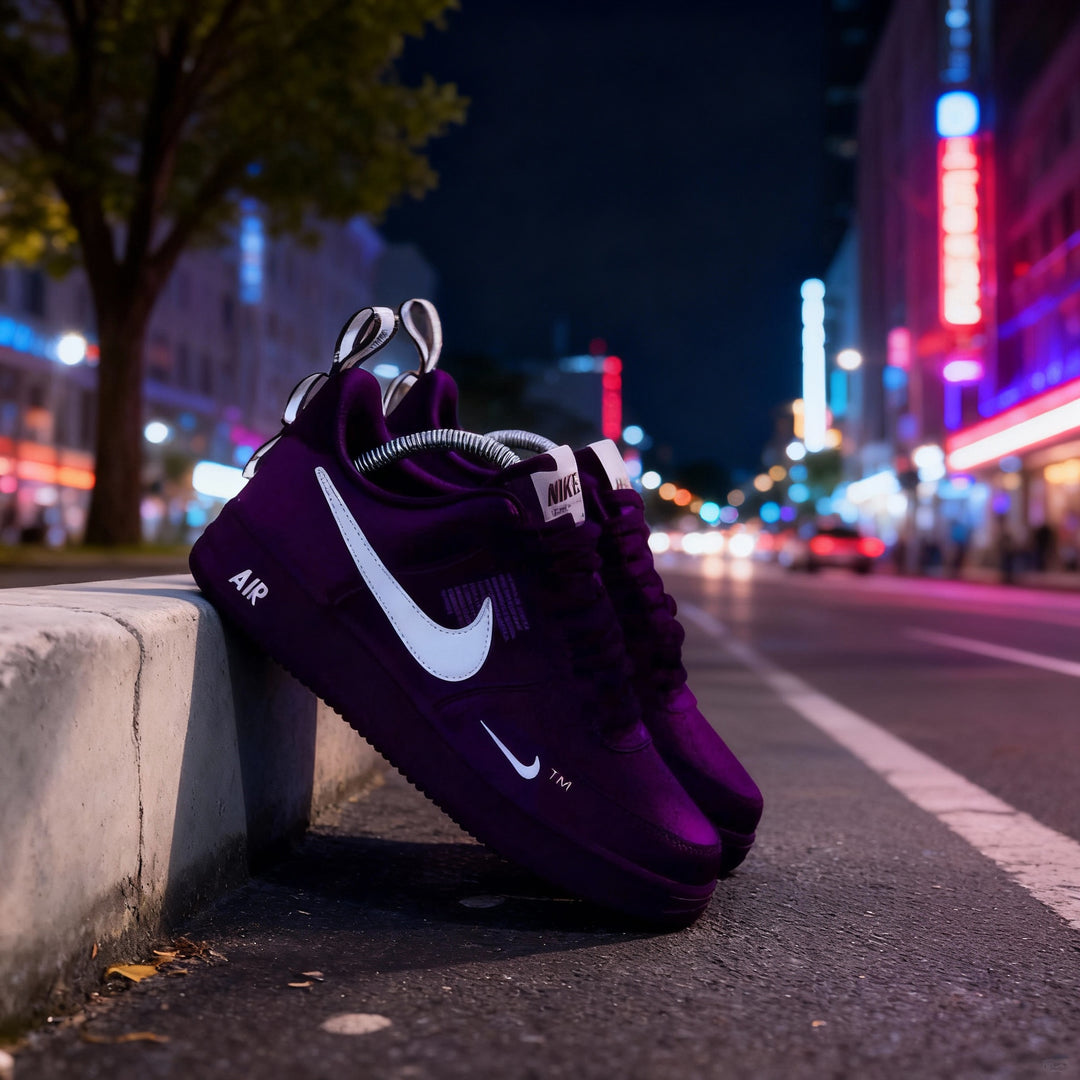 Custom Air Force 1 Purple White Swoosh Design