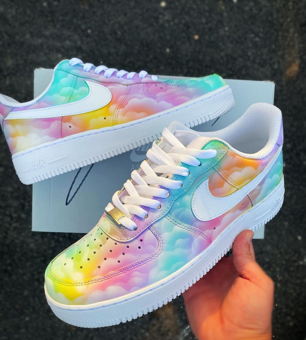 Custom Air Force 1 Rainbow Clouds Design