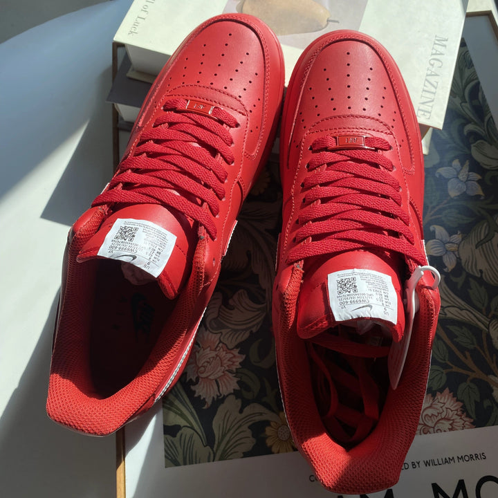 Custom Air Force 1 Red With White Swoosh