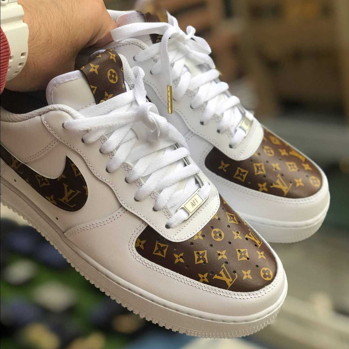 Custom Air Force 1 White And Brown With LV Pattern