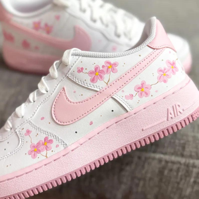 Custom Air Force 1 White Baby Pink Floral
