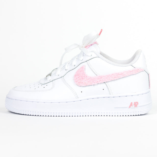 Custom Air Force 1 White Baby Pink Fuzzy Swoosh