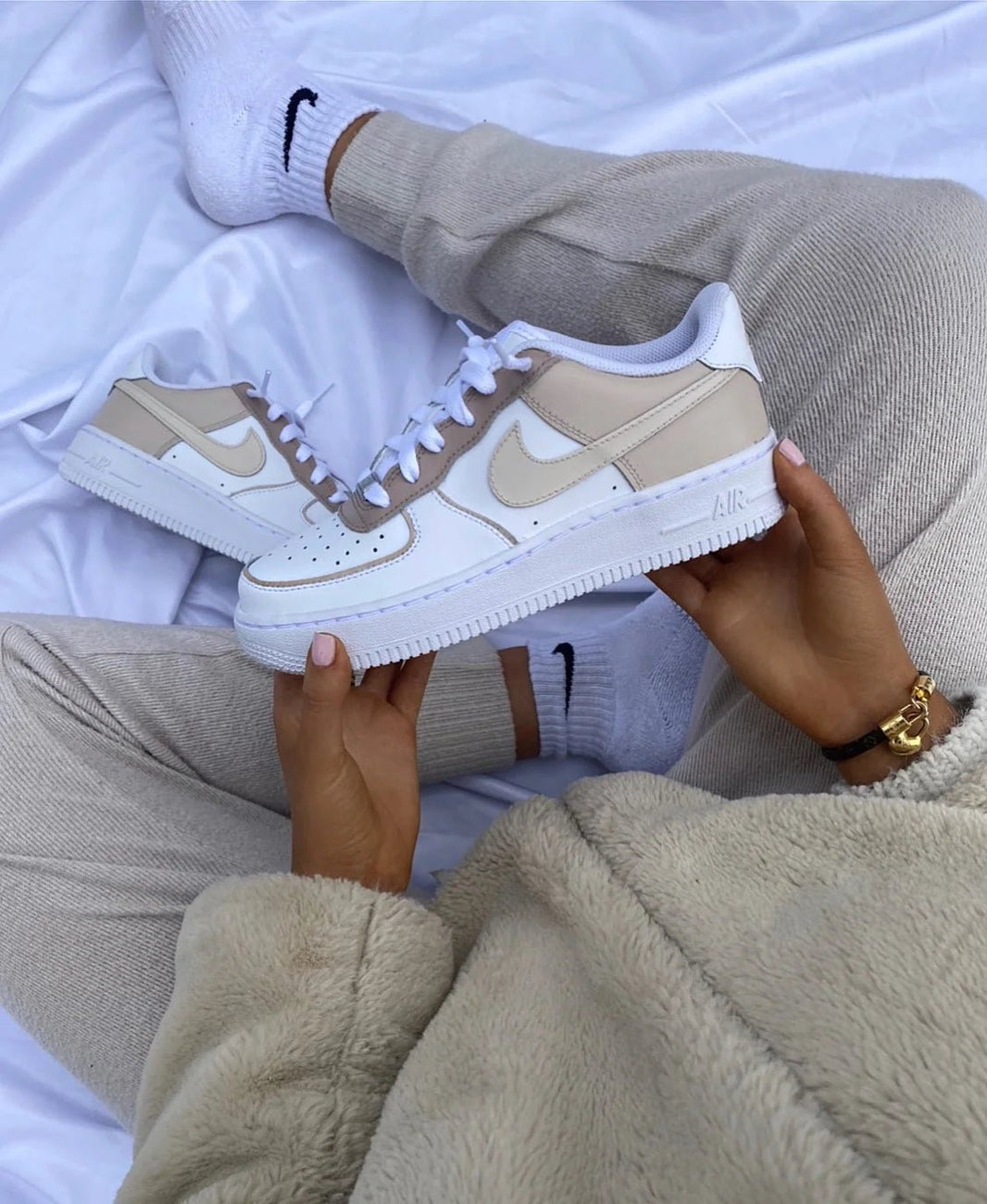 Custom Air Force 1 White Beige