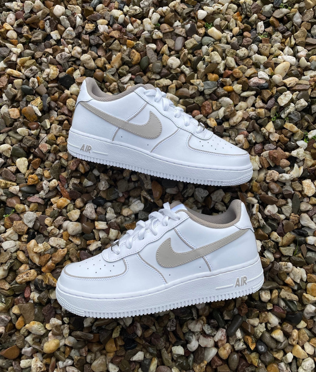 Custom Air Force 1 White Beige Accents
