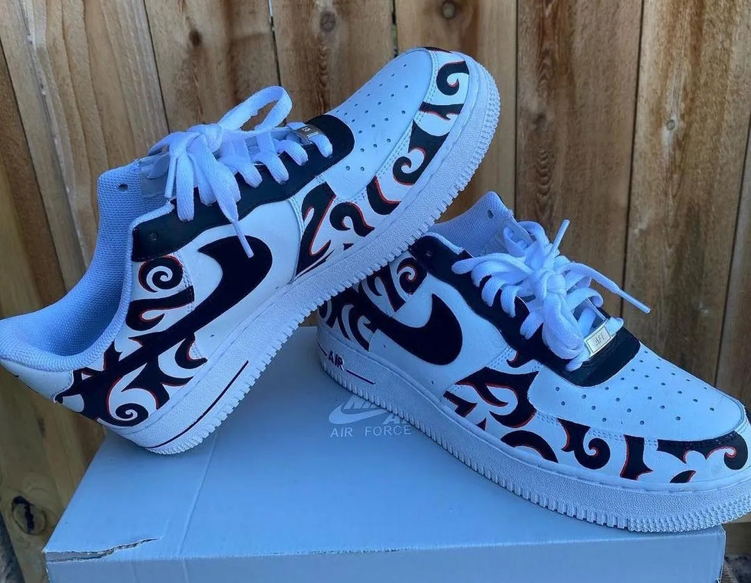 Custom Air Force 1 White Black Pattern