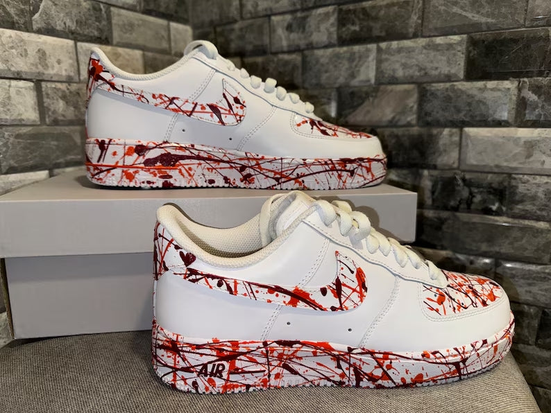 Custom Air Force 1 White Blood - Splatter Pattern