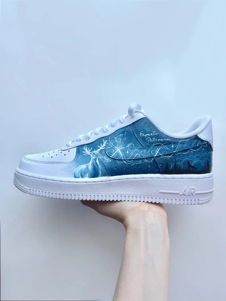Custom Air Force 1 White Blue Harry Potter Theme