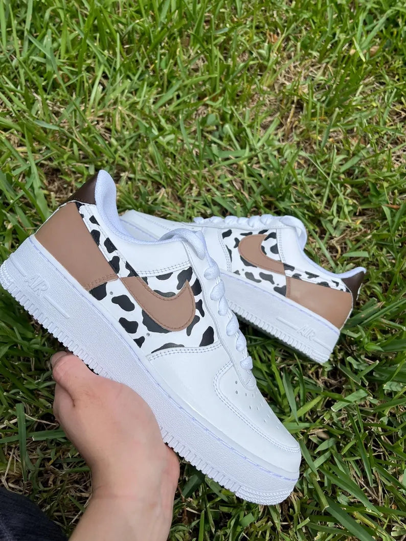 Custom Air Force 1 White Cow Print