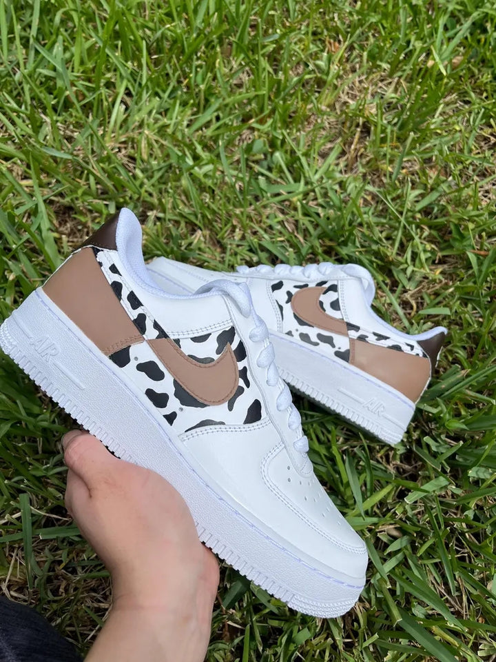 Custom Air Force 1 White Cow Print