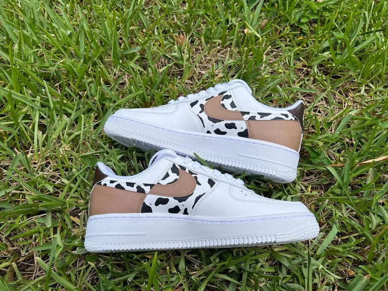 Custom Air Force 1 White Cow Print