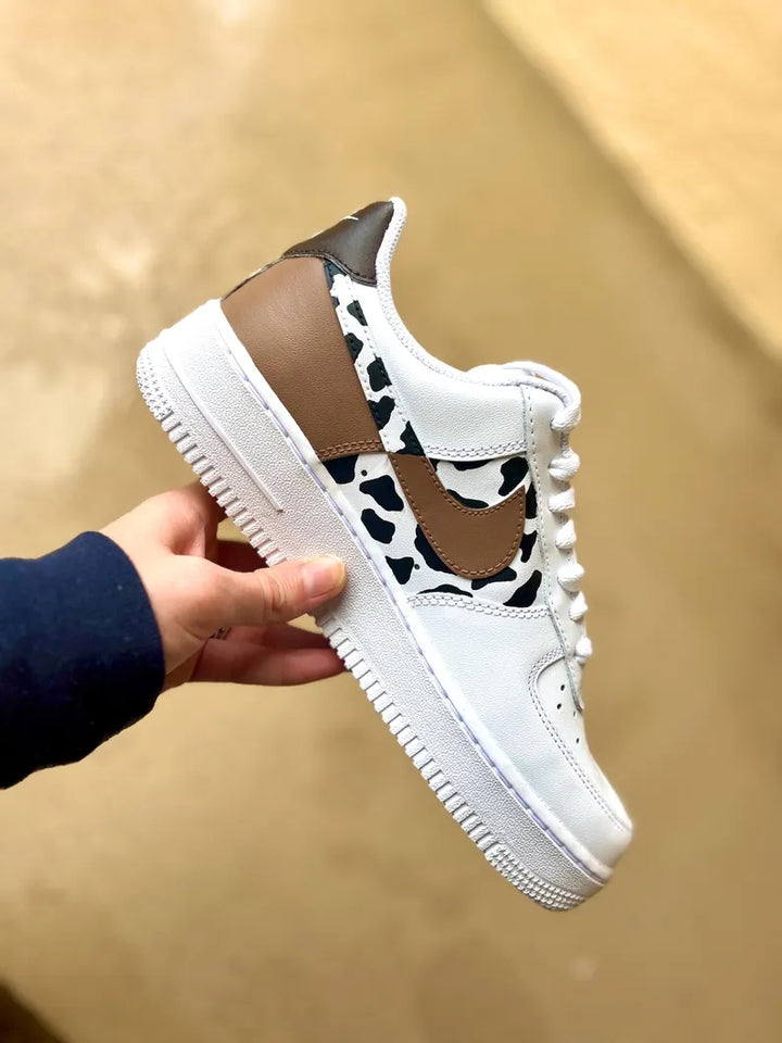 Custom Air Force 1 White Cow Print