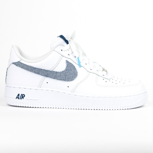 Custom Air Force 1 White Denim Swoosh