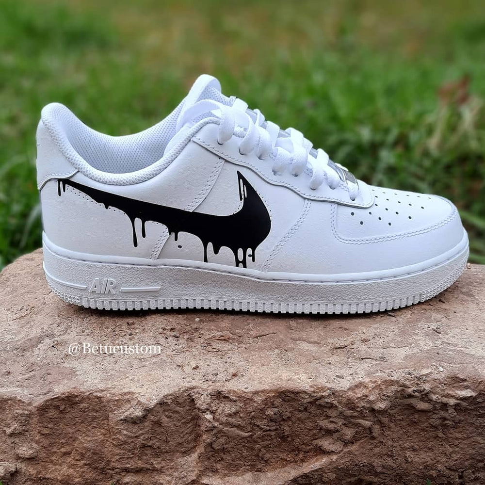 Custom Air Force 1 White Dripping Black Pattern