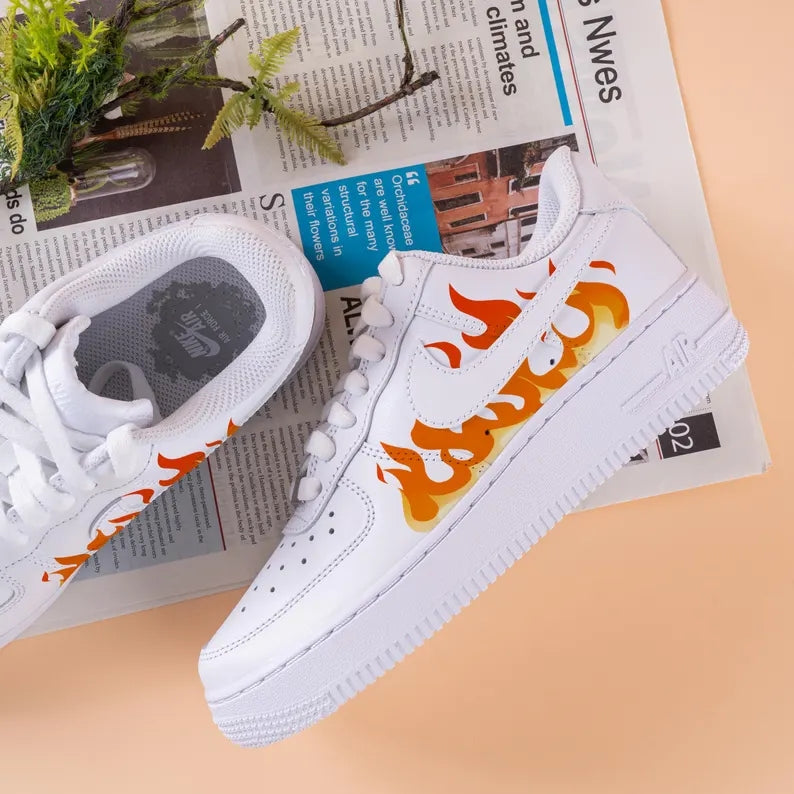 Custom Air Force 1 White Flame Pattern