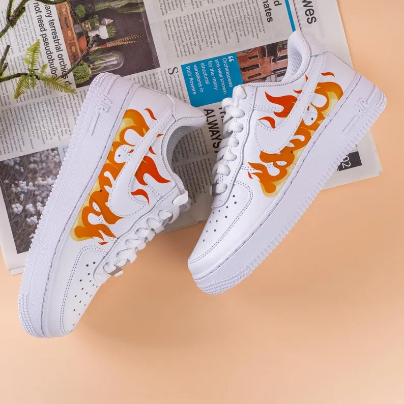 Custom Air Force 1 White Flame Pattern