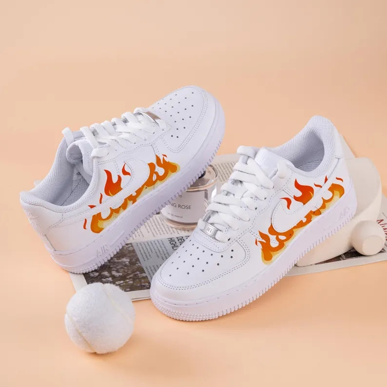 Custom Air Force 1 White Flame Pattern