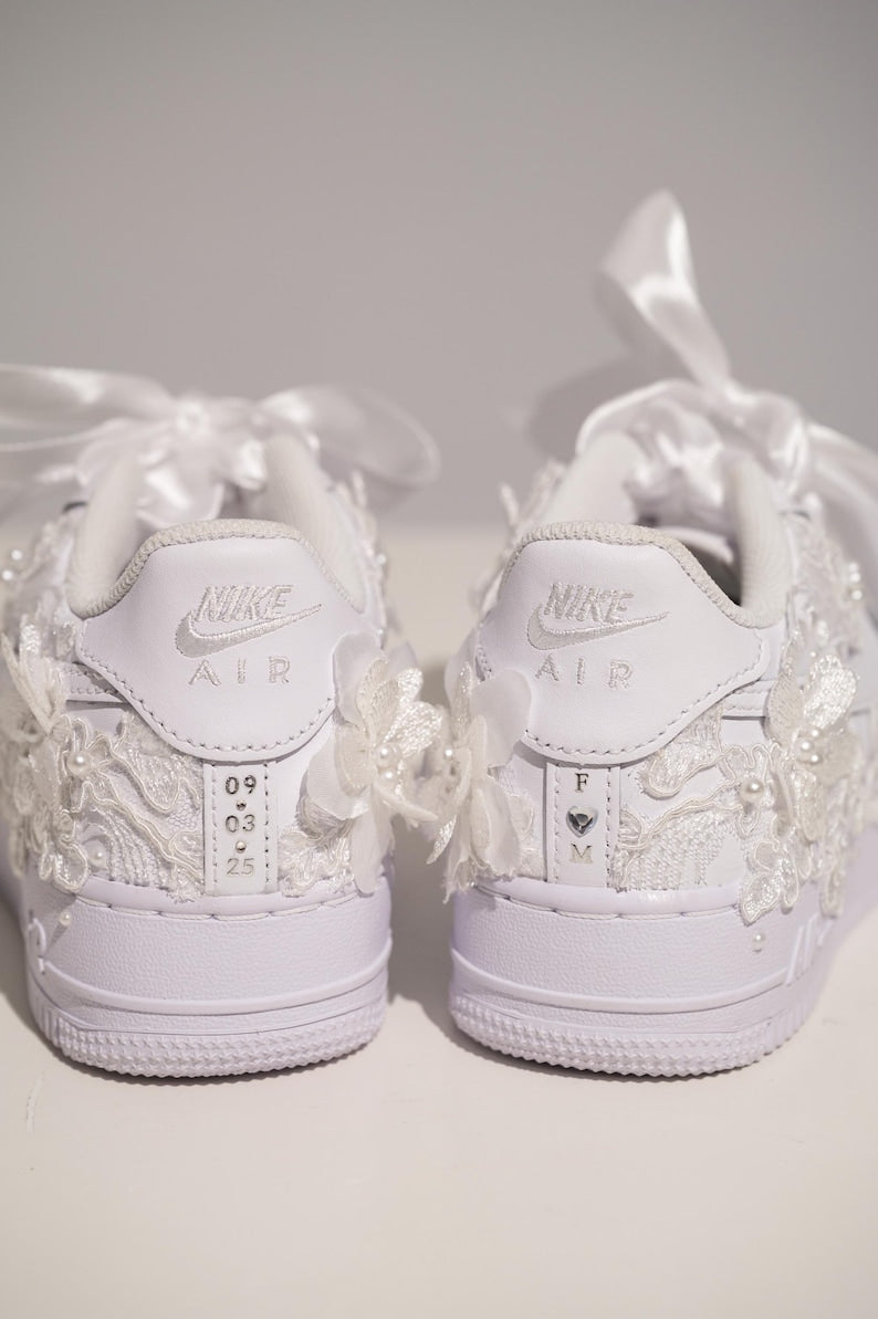 Custom Air Force 1 White Floral And Ribbons