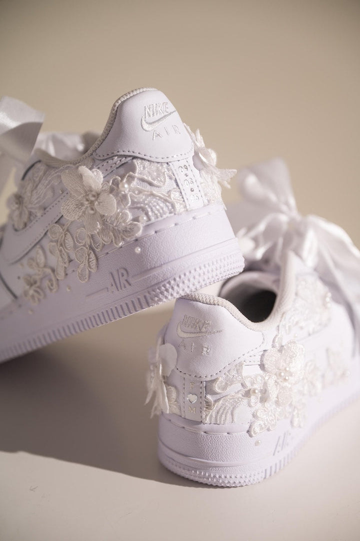 Custom Air Force 1 White Floral And Ribbons