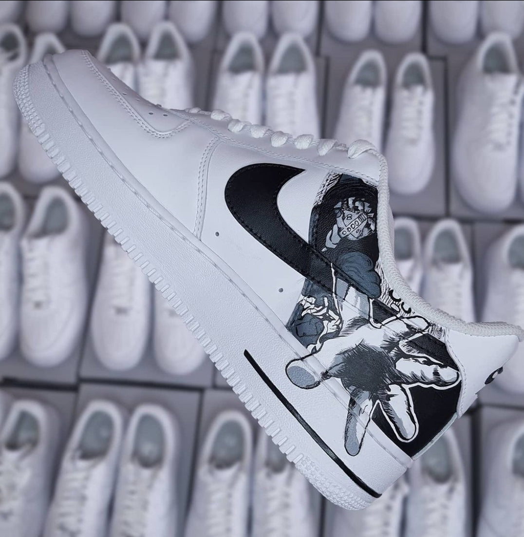 Custom Air Force 1 White Graphic And Snake Print