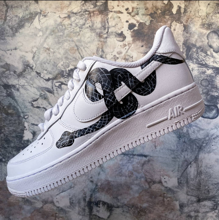 Custom Air Force 1 White Graphic And Snake Print