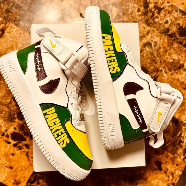Custom Air Force 1 White Green Yellow Packers Design