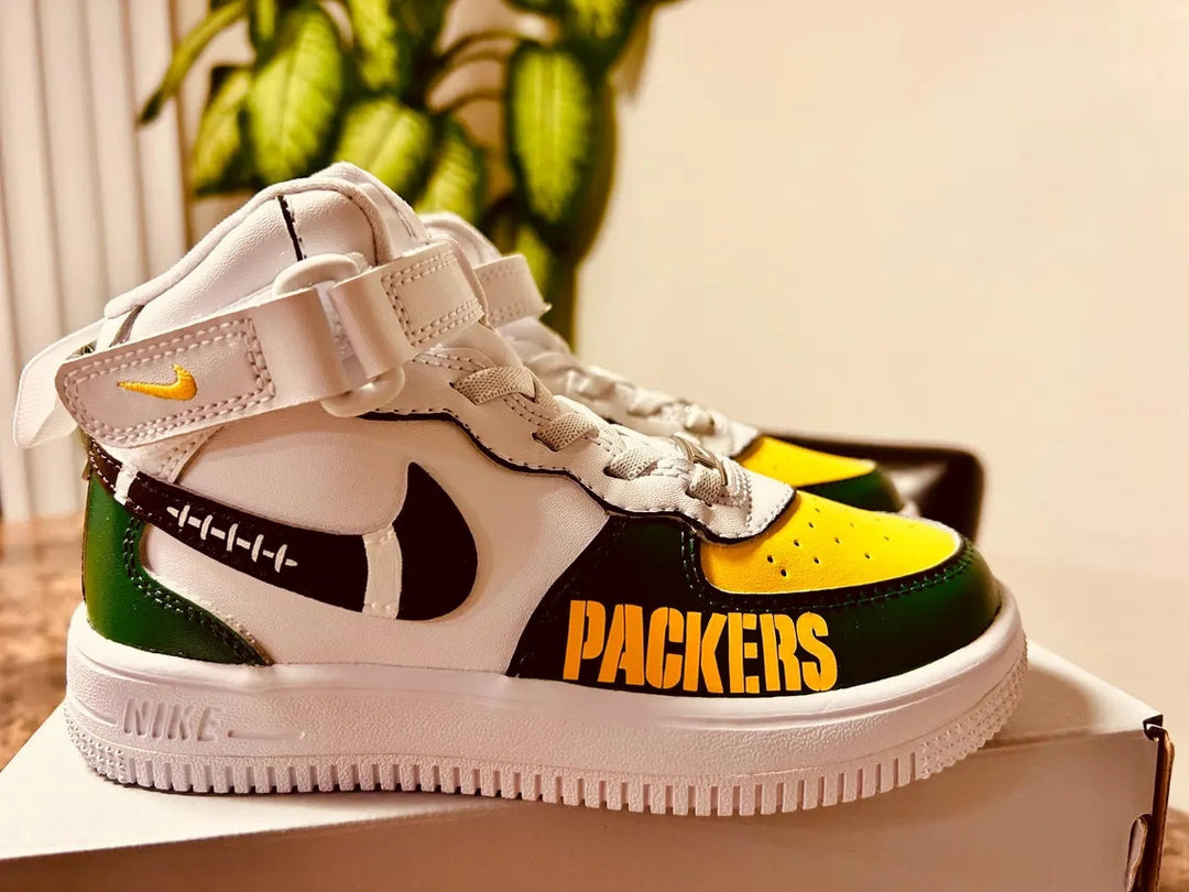 Custom Air Force 1 White Green Yellow Packers Design