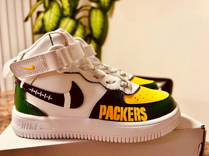 Custom Air Force 1 White Green Yellow Packers Design