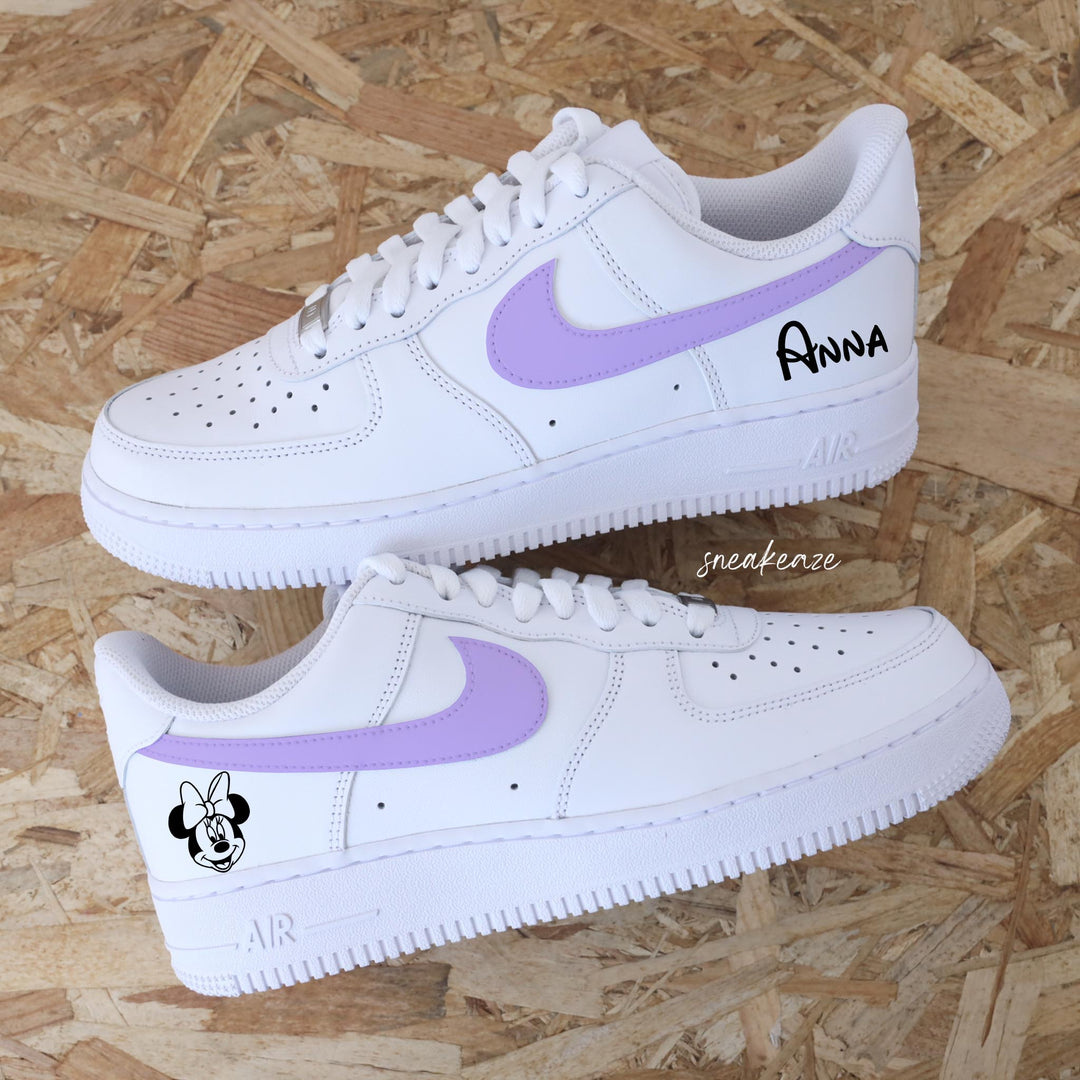 Custom Air Force 1 White Lilac Minnie Mouse And Name Design