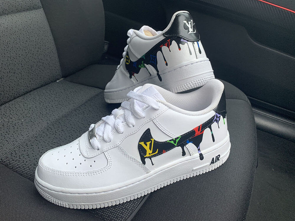 Custom Air Force 1 White LV Drip Pattern