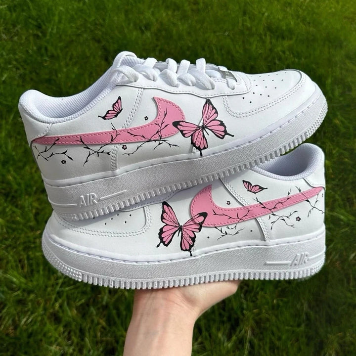 Custom Air Force 1 White Pink Butterflies