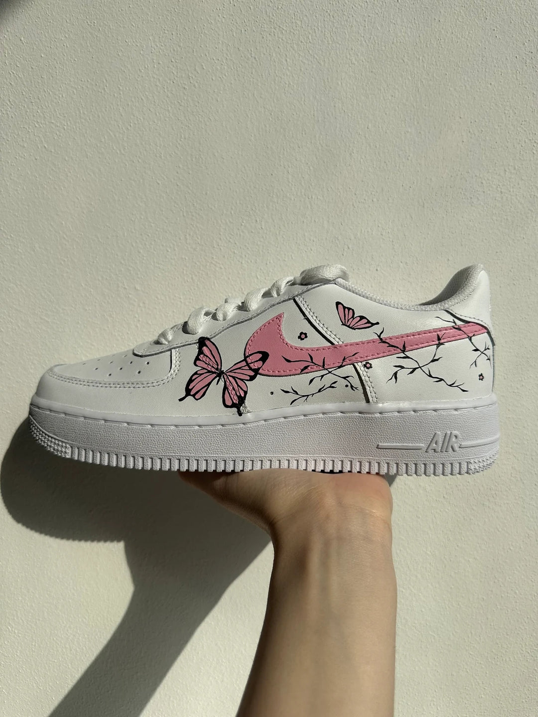 Custom Air Force 1 White Pink Butterflies