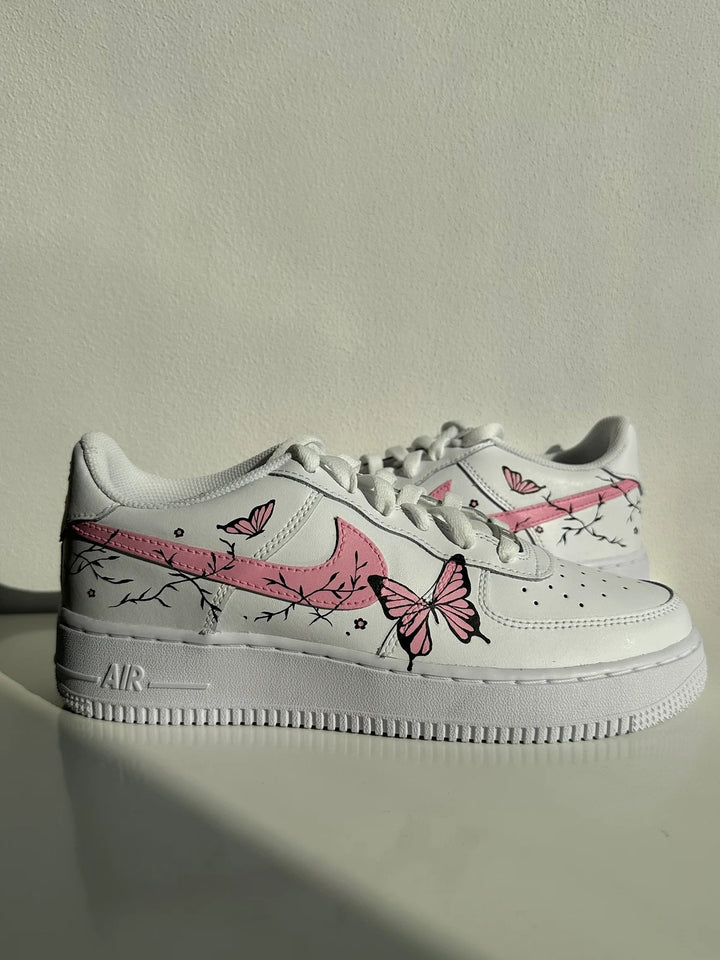 Custom Air Force 1 White Pink Butterflies