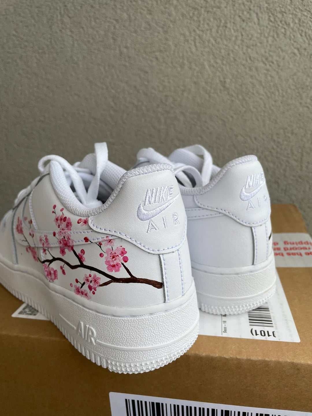 Custom Air Force 1 White Pink Cherry Blossom Design