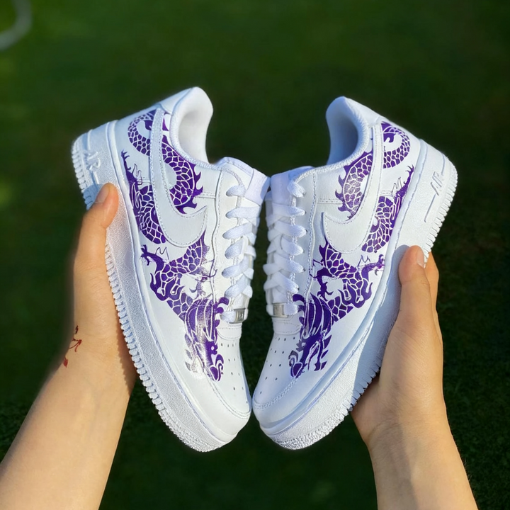 Custom Air Force 1 White Purple Dragon