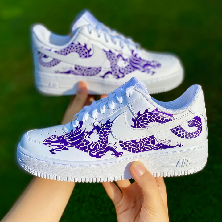 Custom Air Force 1 White Purple Dragon