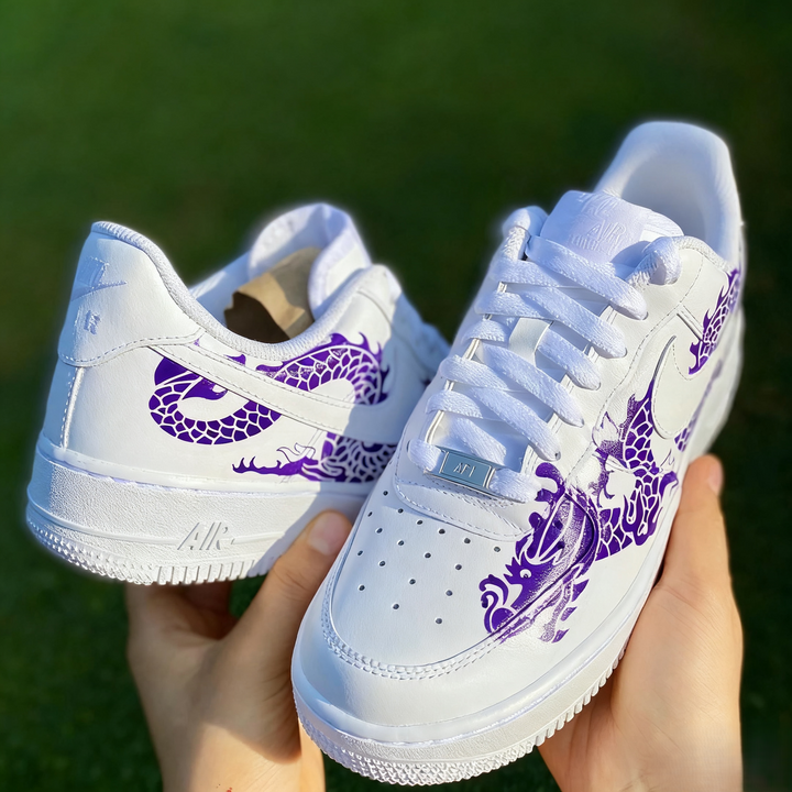 Custom Air Force 1 White Purple Dragon