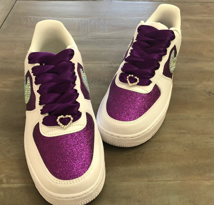 Custom Air Force 1 White Purple Glitter White Rhinestones