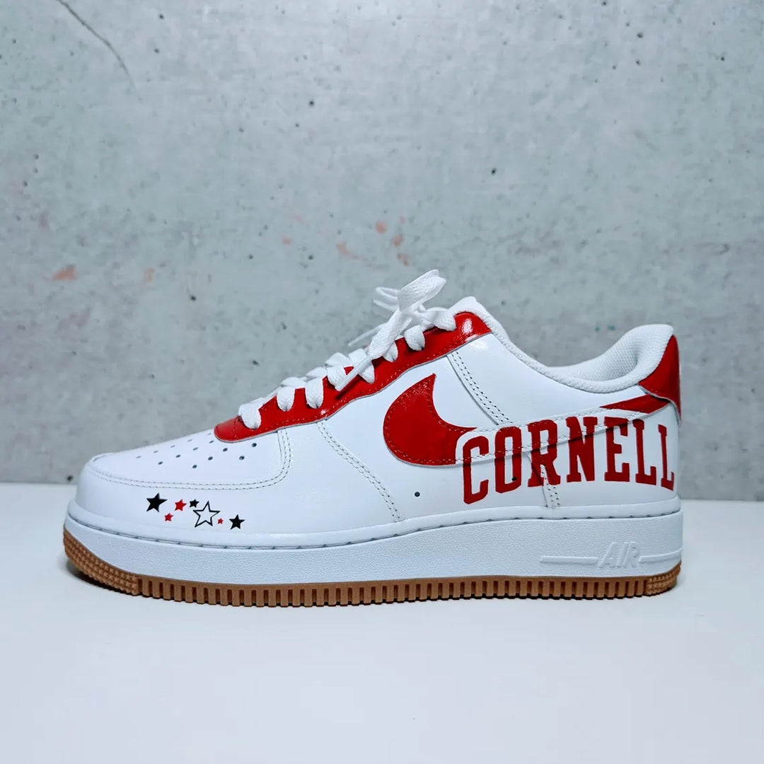 Custom Air Force 1 White Red Cornell Theme Stars