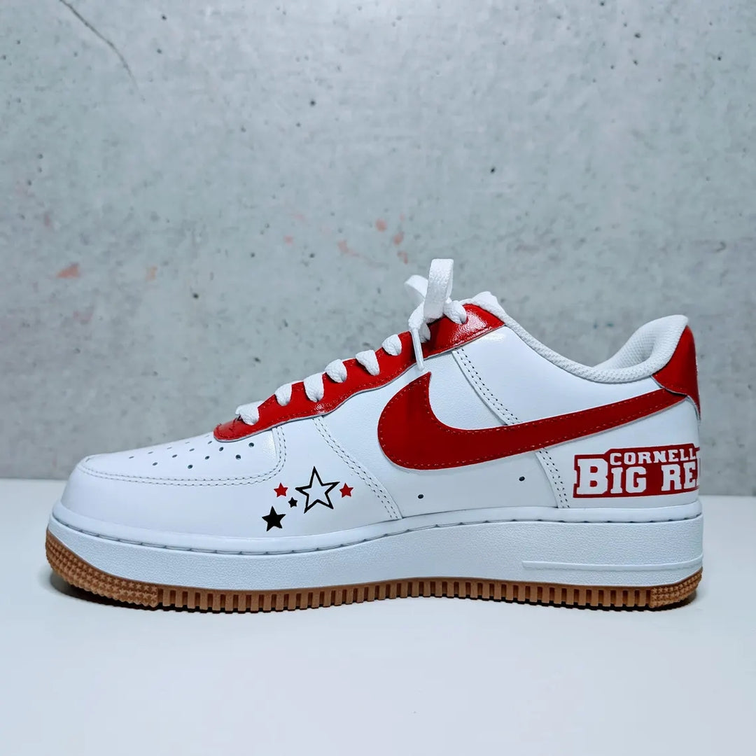 Custom Air Force 1 White Red Cornell Theme Stars