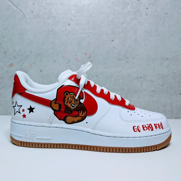Custom Air Force 1 White Red Cornell Theme Stars
